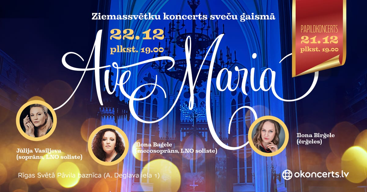 Ave Maria | Ziemassvētku koncerts sveču gaismā | 21.12.26 (19.00)