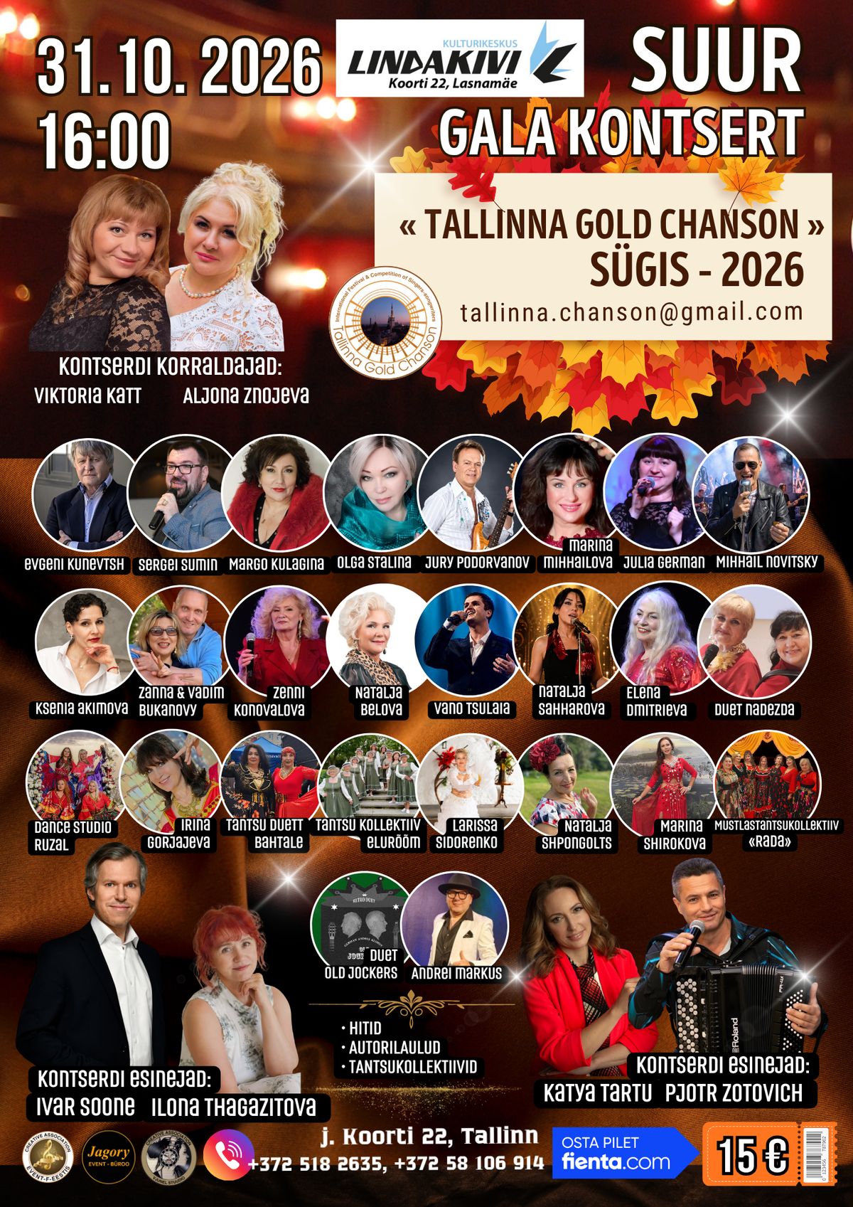 Suur galakontsert «Tallinna Gold Chanson» - Sügis 2026