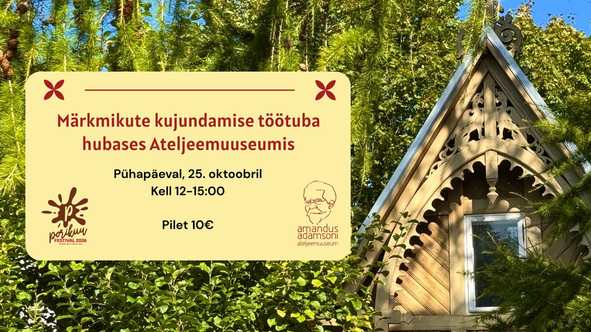 Porikuu festival 2026: Märkmikute kujundamise töötuba hubases Ateljeemuuseumis