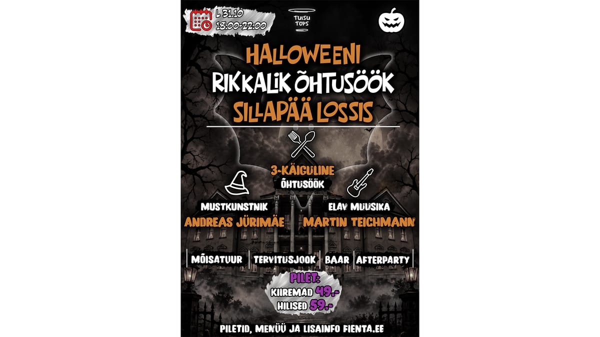 Halloweeni rikkalik õhtusöök Sillapää lossis