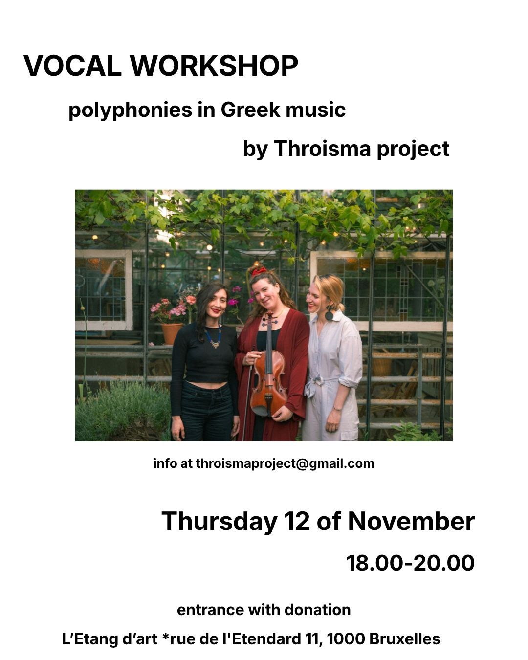 VOCAL WORKSHOP: Polyphonies in Greek music by Thróisma vocal project
