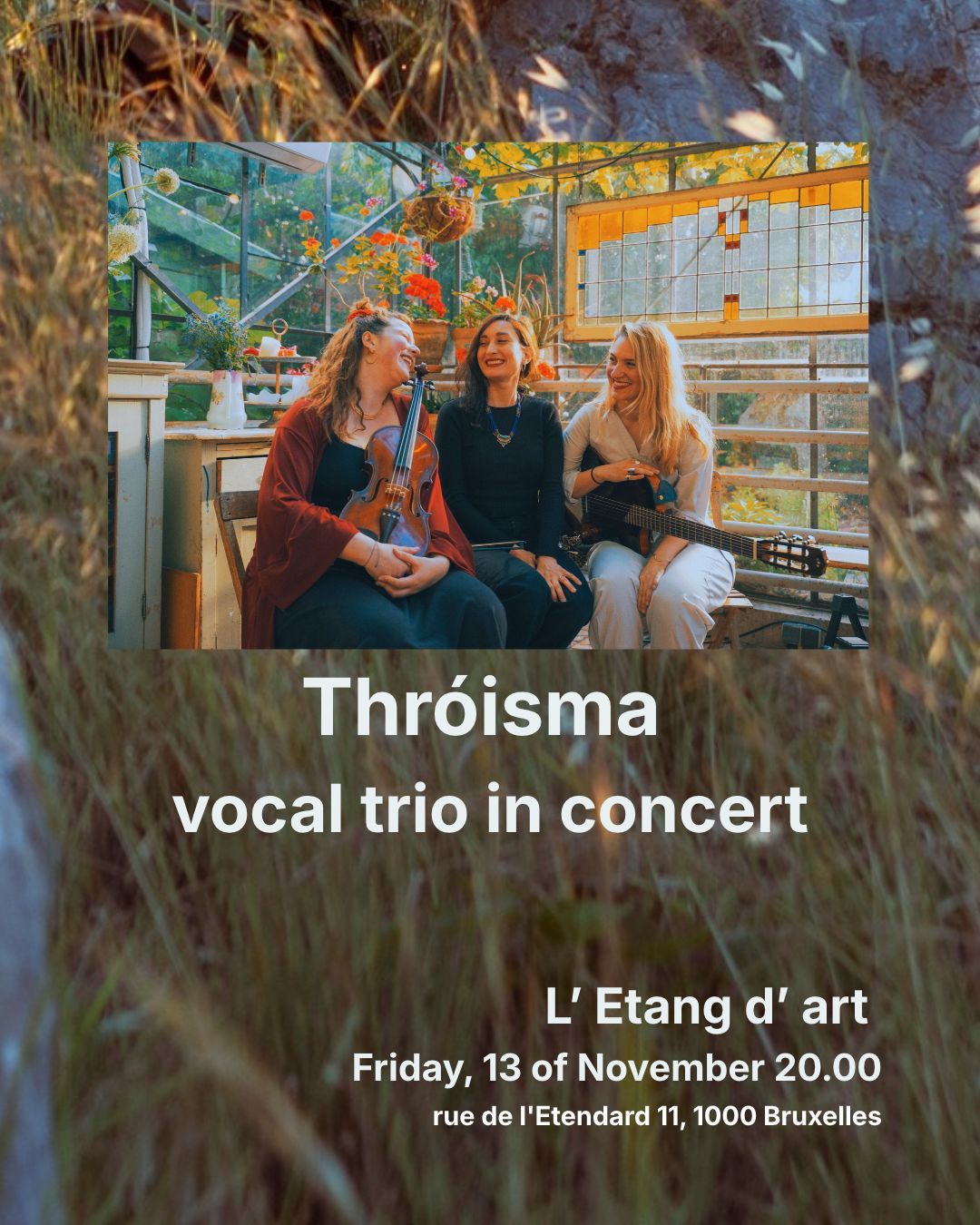 Thróisma vocal trio in concert at l'Étang d'Art