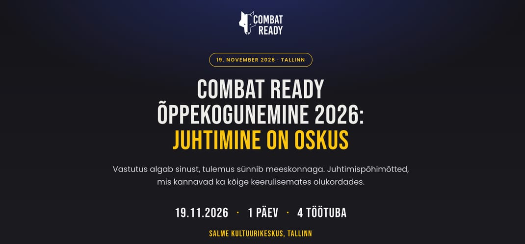 Event artwork: COMBAT READY ÕPPEKOGUNEMINE 2026: JUHTIMINE ON OSKUS
