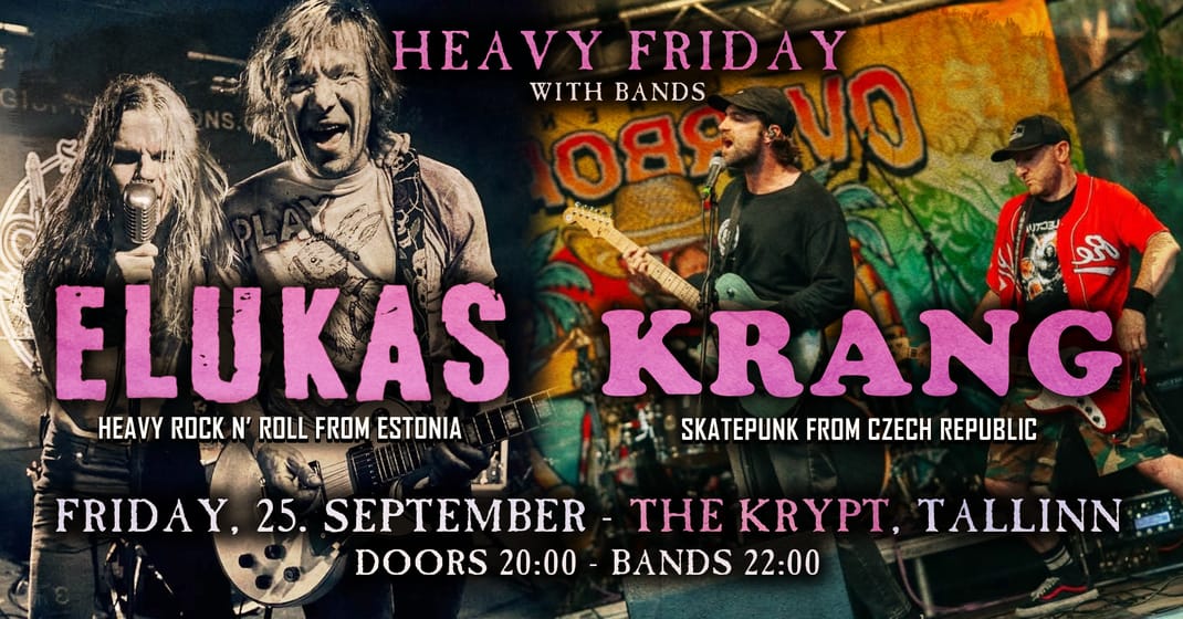 25.09 โข ๐ฏ๐๐๐๐ ๐ญ๐๐๐
๐๐: KRANG (CZ) + ELUKAS (EE) @ The Krypt, Tallinn ๐ฆ