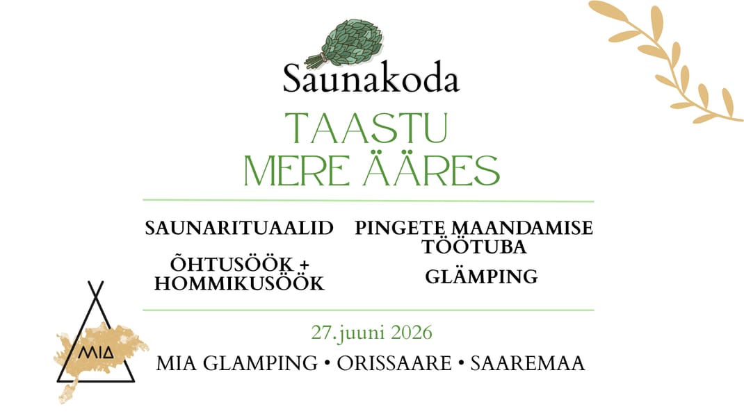 "Taastu mere ääres" 22. august 2026 - Mia Glamping, Orissaare Saaremaa — Otros · Orissaare